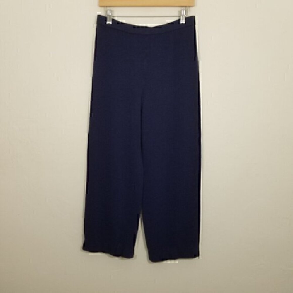 St. John Wool Blend High Waist Navy Blue Pull-On Pants Size M